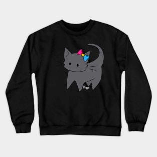 Pansexual Pride Russian Blue Kitty Ear Bow Crewneck Sweatshirt